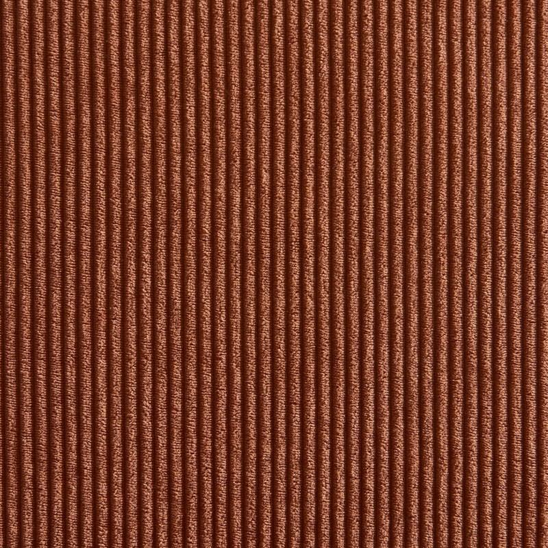 Set da pranzo con tavolo rotondo in vetro HARRY 120 cm e set di 4 sedie ELLA in velluto a coste terracotta e canna