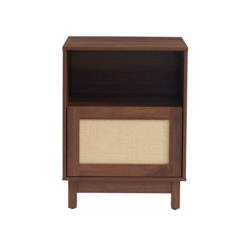 Set di 2 comodini HARIA effetto noce e rattan