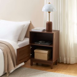 Set di 2 comodini HARIA effetto noce e rattan