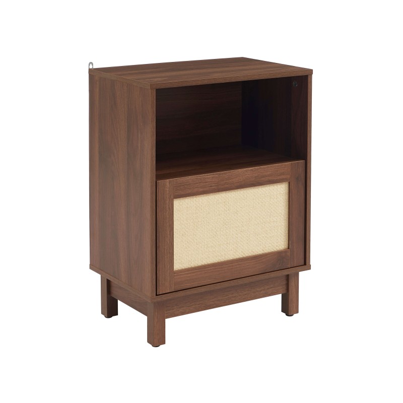 Set di 2 comodini HARIA effetto noce e rattan