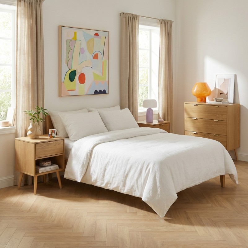 Set comò e 2 comodini JEANNE effetto rovere