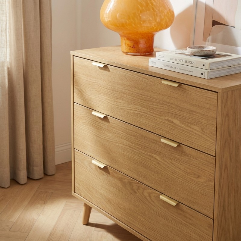 Set comò e 2 comodini JEANNE effetto rovere