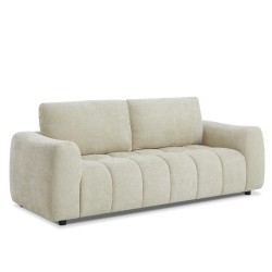 Ensemble canapé droit fixe 3 places + fauteuil 1 place KEREA tissu chenille taupe