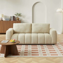 Ensemble canapé droit fixe 3 places + fauteuil 1 place KEREA tissu chenille taupe