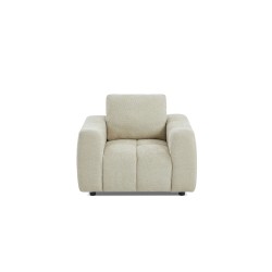 Ensemble canapé droit fixe 3 places + fauteuil 1 place KEREA tissu chenille taupe
