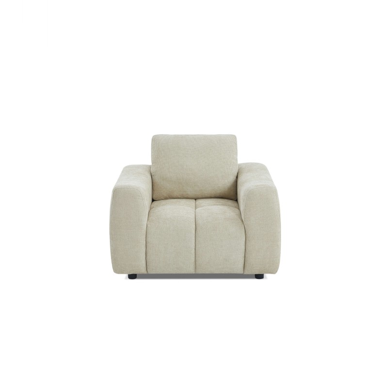 Ensemble canapé droit fixe 3 places + fauteuil 1 place KEREA tissu chenille taupe
