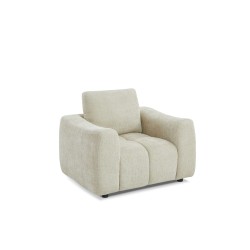 Ensemble canapé droit fixe 3 places + fauteuil 1 place KEREA tissu chenille taupe