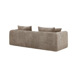 Canapé droit compressé convertible MORPHEO 3 places tissu bouclette marron
