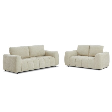 Ensemble canapés droits fixes 3+2 places KEREA tissu chenille taupe