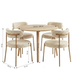 Set da pranzo con tavolo allungabile ORACLE in rovere impiallacciato e set di 2 sedie NOA in tessuto beige
