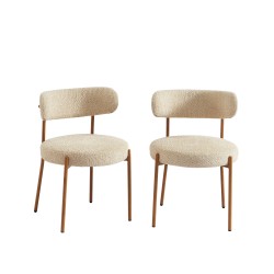 Set da pranzo con tavolo allungabile ORACLE in rovere impiallacciato e set di 2 sedie NOA in tessuto beige