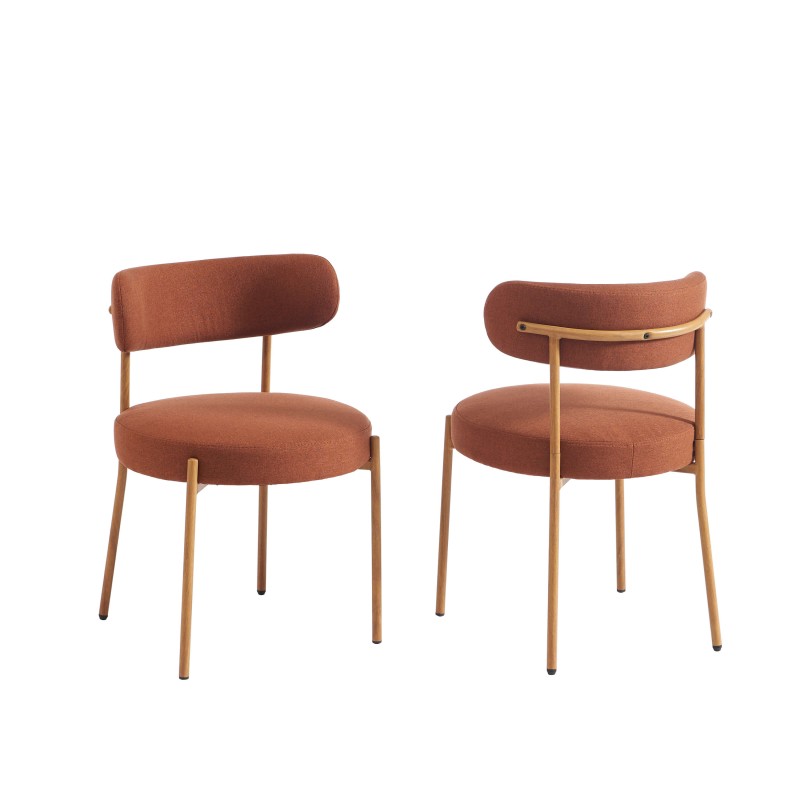 Esszimmergarnitur mit ausziehbarem Tisch ORACLE aus Eichenfurnier und 2 Stühlen NOA aus terrakottafarbenem Stoff