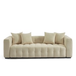 Canapé droit LEVIA convertible tissu taupe 3 places