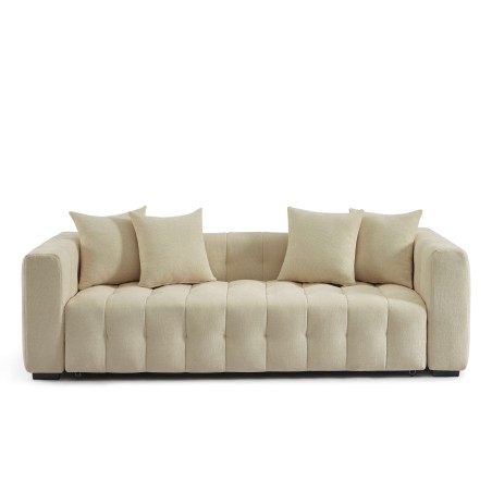 Canapé droit LEVIA convertible tissu taupe 3 places