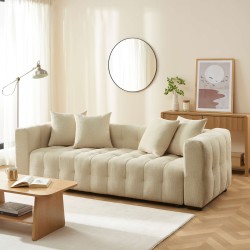 Canapé droit LEVIA convertible tissu taupe 3 places