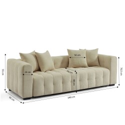 Canapé droit LEVIA convertible tissu taupe 3 places