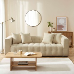 Canapé droit LEVIA convertible tissu taupe 3 places