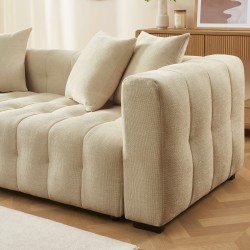 Canapé droit LEVIA convertible tissu taupe 3 places