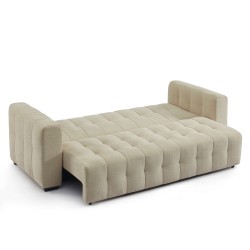 Canapé droit LEVIA convertible tissu taupe 3 places