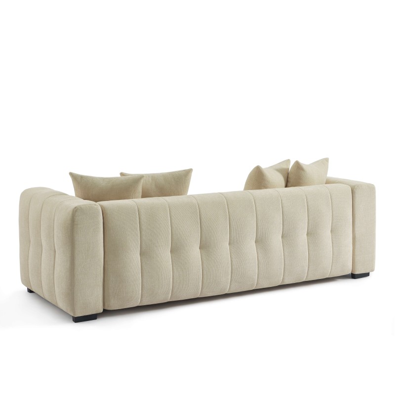 Canapé droit LEVIA convertible tissu taupe 3 places