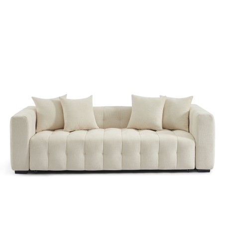 Canapé droit LEVIA convertible tissu beige 3 places