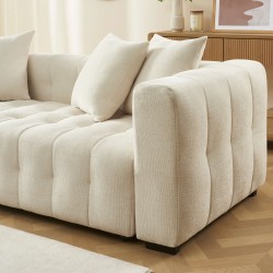 Canapé droit LEVIA convertible tissu beige 3 places