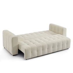 Canapé droit LEVIA convertible tissu beige 3 places