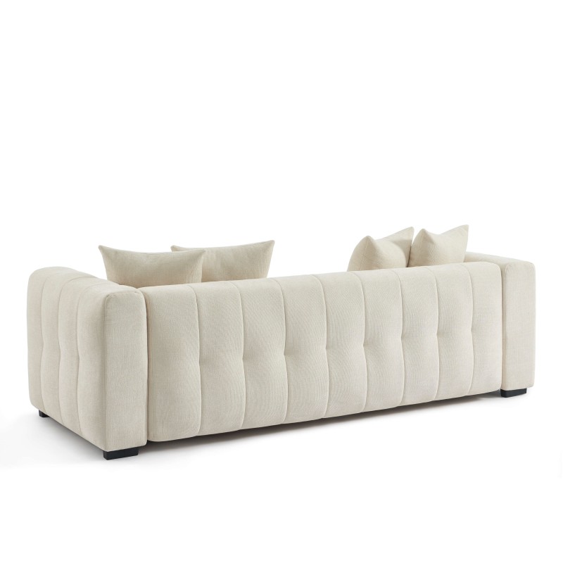 Canapé droit LEVIA convertible tissu beige 3 places