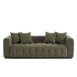 Canapé droit LEVIA convertible tissu vert 3 places