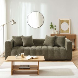 Canapé droit LEVIA convertible tissu vert 3 places