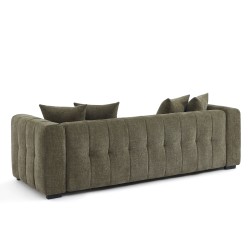 Canapé droit LEVIA convertible tissu vert 3 places