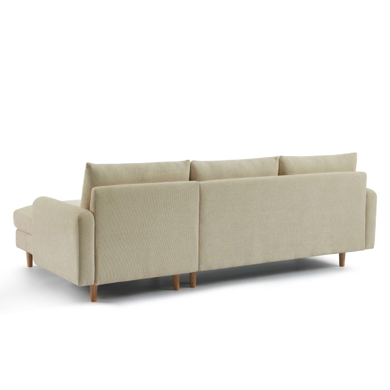 Canapé d'angle CALIBA fixe tissu taupe 4 places