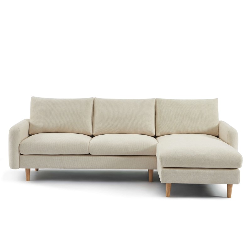 Canapé d'angle CALIBA fixe tissu beige 4 places