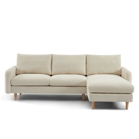 Canapé d'angle CALIBA fixe tissu beige 4 places