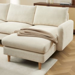 Canapé d'angle CALIBA fixe tissu beige 4 places