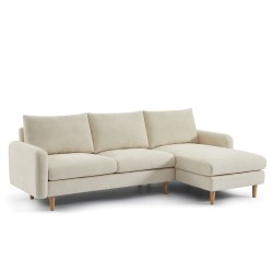 Canapé d'angle CALIBA fixe tissu beige 4 places