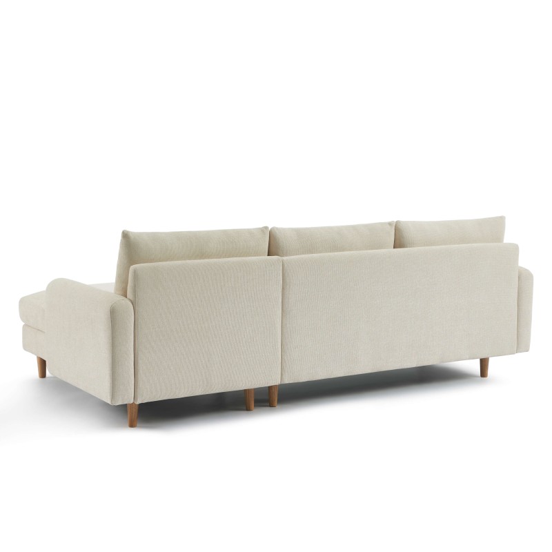 Canapé d'angle CALIBA fixe tissu beige 4 places