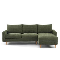 Canapé d'angle CALIBA fixe tissu vert 4 places