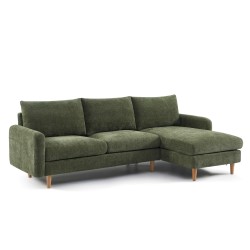 Canapé d'angle CALIBA fixe tissu vert 4 places