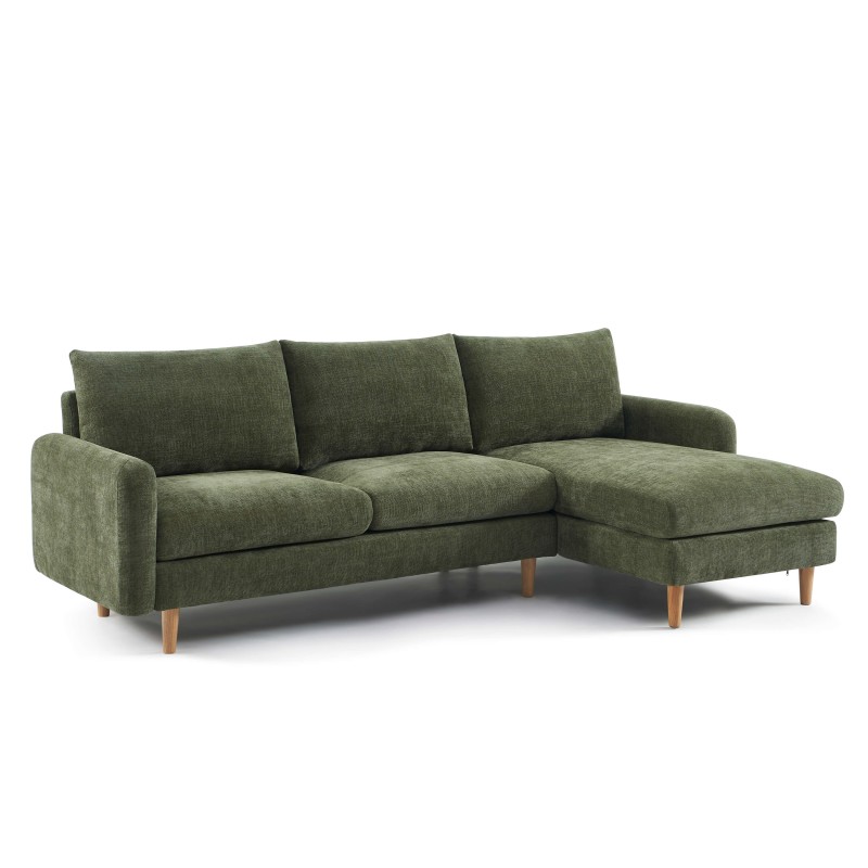 Canapé d'angle CALIBA fixe tissu vert 4 places