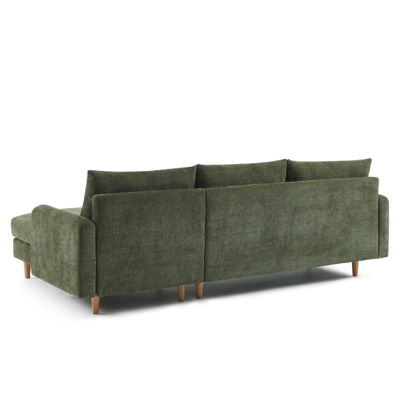 Canapé d'angle CALIBA fixe tissu vert 4 places