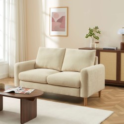 Canapé droit CALIBA fixe tissu taupe 2 places