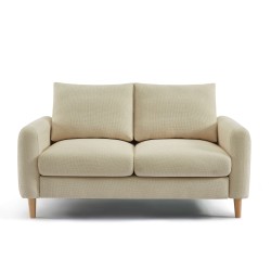 Canapé droit CALIBA fixe tissu taupe 2 places