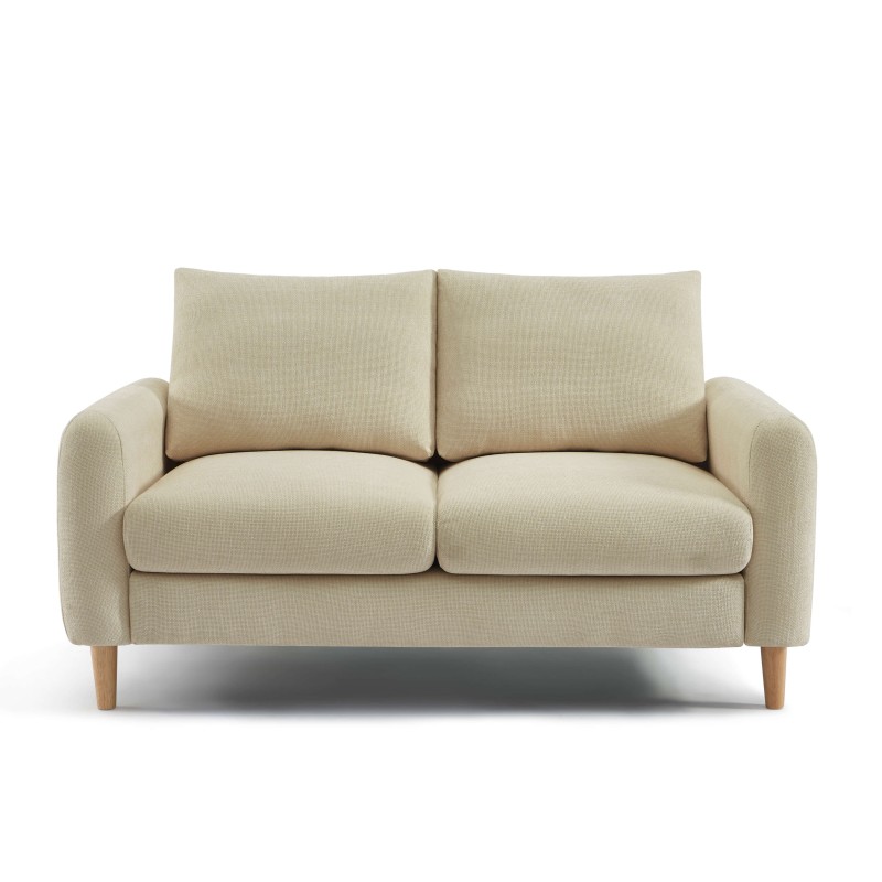 Canapé droit CALIBA fixe tissu taupe 2 places