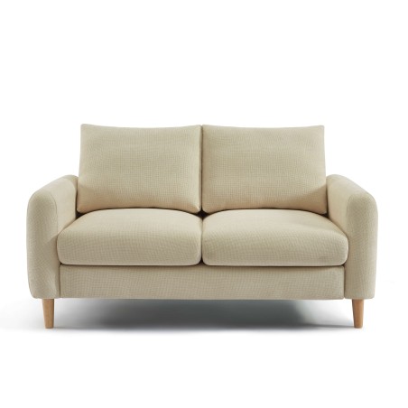 Canapé droit CALIBA fixe tissu taupe 2 places