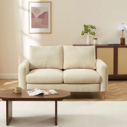 Canapé droit CALIBA fixe tissu taupe 2 places