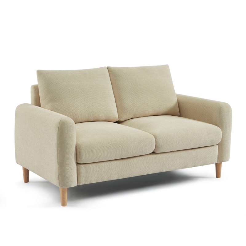 Canapé droit CALIBA fixe tissu taupe 2 places