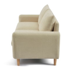 Canapé droit CALIBA fixe tissu taupe 2 places