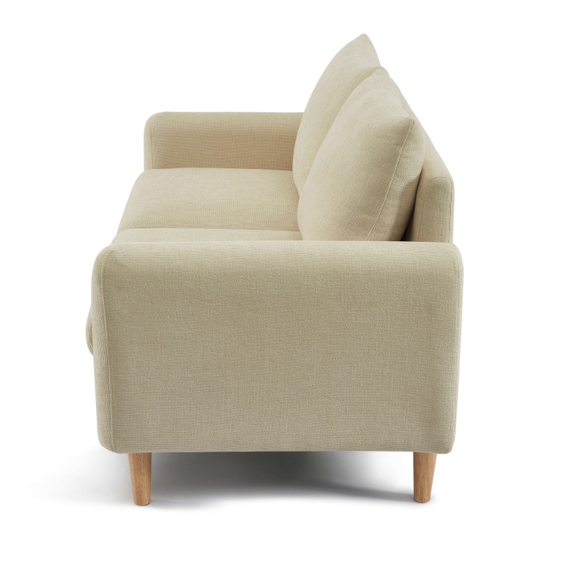 Canapé droit CALIBA fixe tissu taupe 2 places