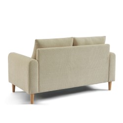 Canapé droit CALIBA fixe tissu taupe 2 places